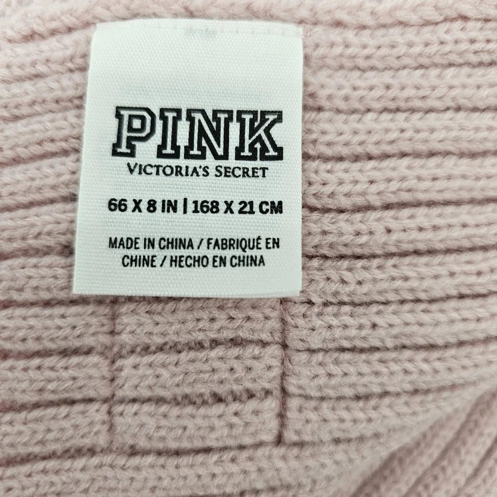 PINK Victorias Secret Pastel Pink Chunky Knit Winter Soft Cozy Scarf 66x8 Ski